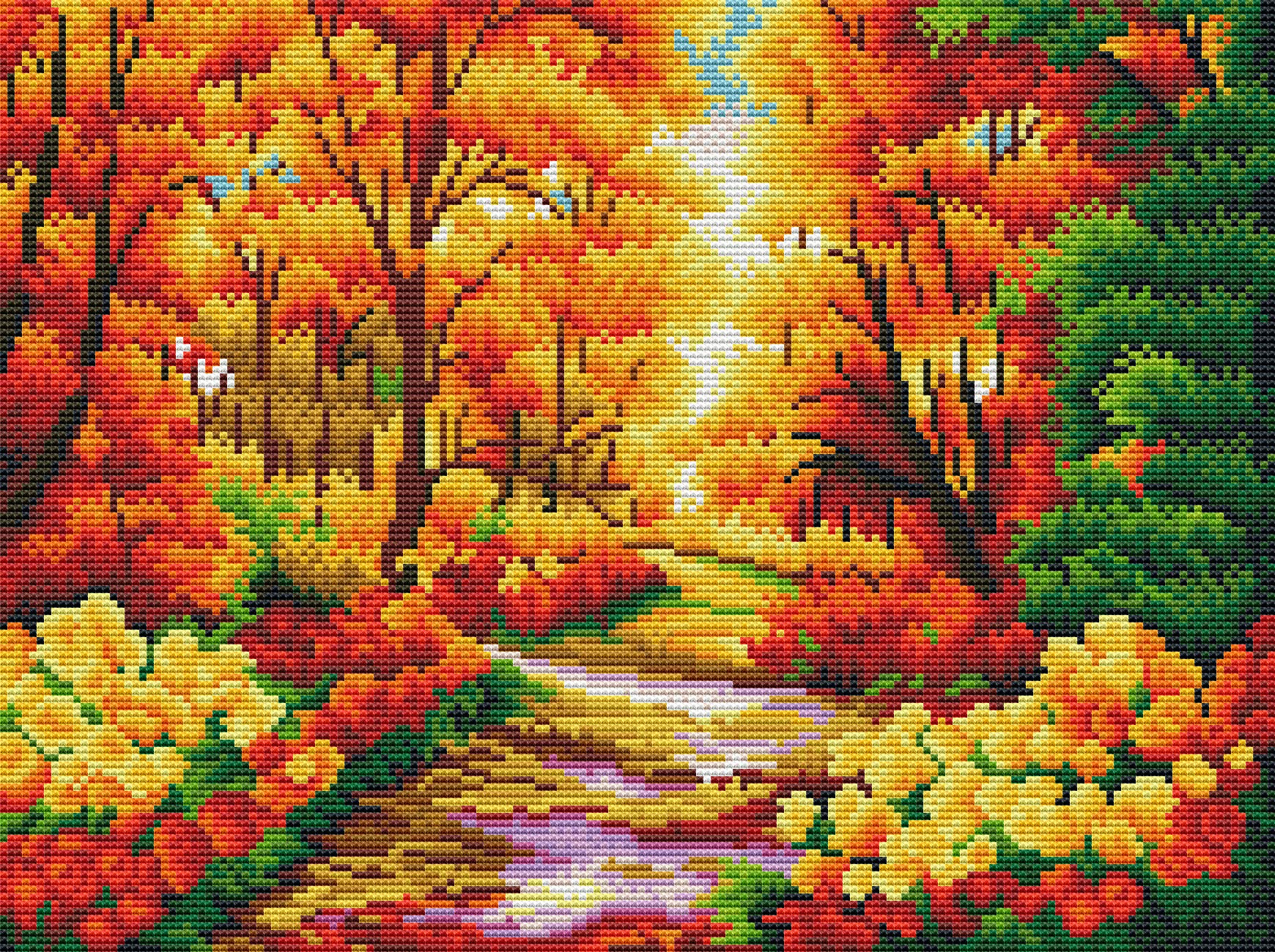 Amazon | OWN4B クロスステッチ刺繍キット図案印刷、11ct 美しい森の